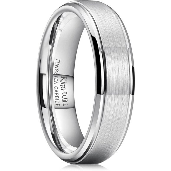 King Will Basic Tungsten Wedding Band for Men Silver Size 14.5 New - Picture 1 of 11